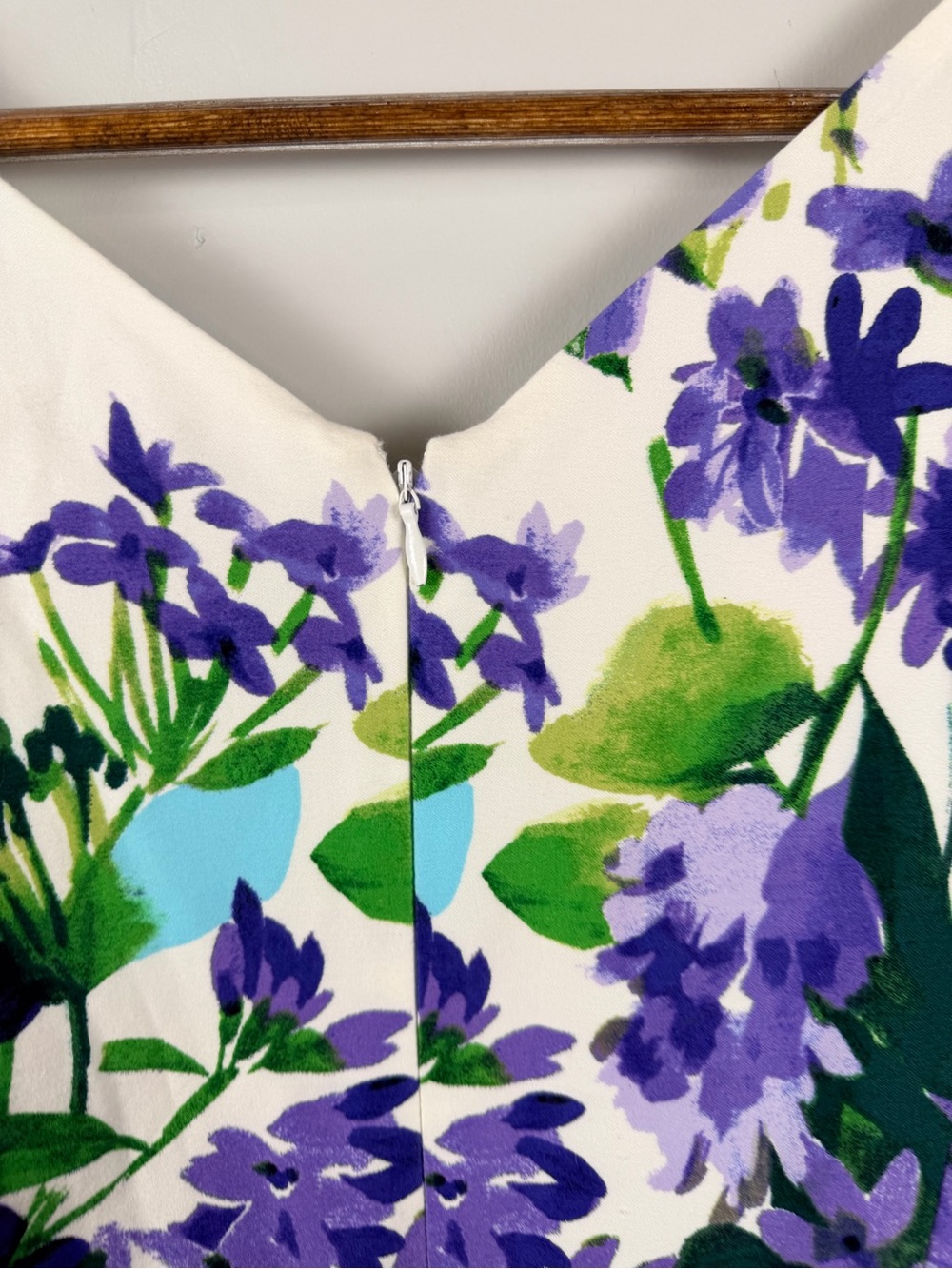 Lauren Ralph Lauren Midi Dress 6 White Cotton Purple Floral Easter Spring - Picture 5 of 7